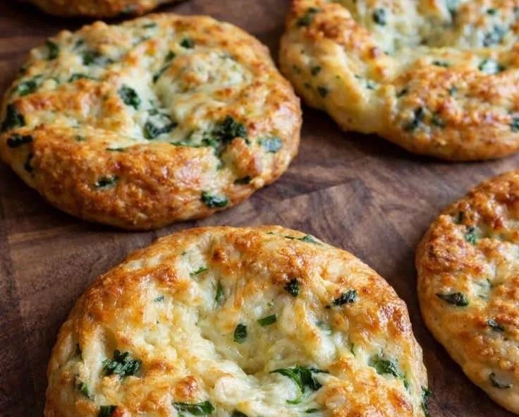 Easy spinach cottage cheese flagels served on a plate