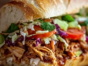 Delicious flavor-packed chicken torta sandwich served with fresh ingredients