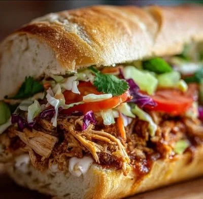 Delicious flavor-packed chicken torta sandwich served with fresh ingredients