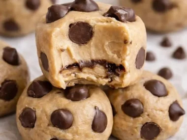 Frozen Greek yogurt peanut butter bites on a plate for a healthy treat