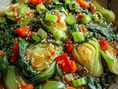 Garlic Ginger Bok Choy Stir-Fry with vibrant greens and aromatic spices