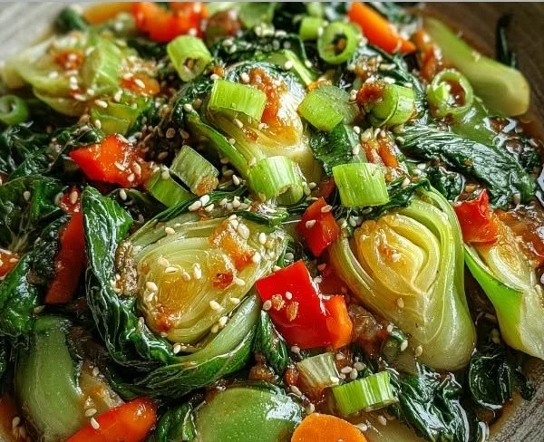 Garlic Ginger Bok Choy Stir-Fry with vibrant greens and aromatic spices