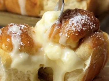 Delicious Hawaiian cream cheese rolls on a plate, garnished with herbs.