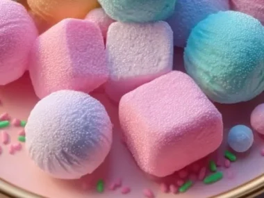A bowl of colorful homemade bubble gum with various flavors and textures.
