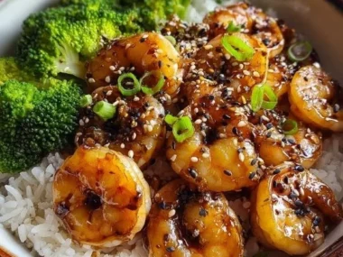 Delicious Honey Garlic Shrimp Bowl with vibrant vegetables and rice
