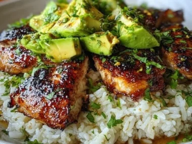 Honey Lime Chicken served with Avocado Rice dish