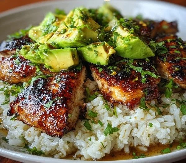 Honey Lime Chicken served with Avocado Rice dish