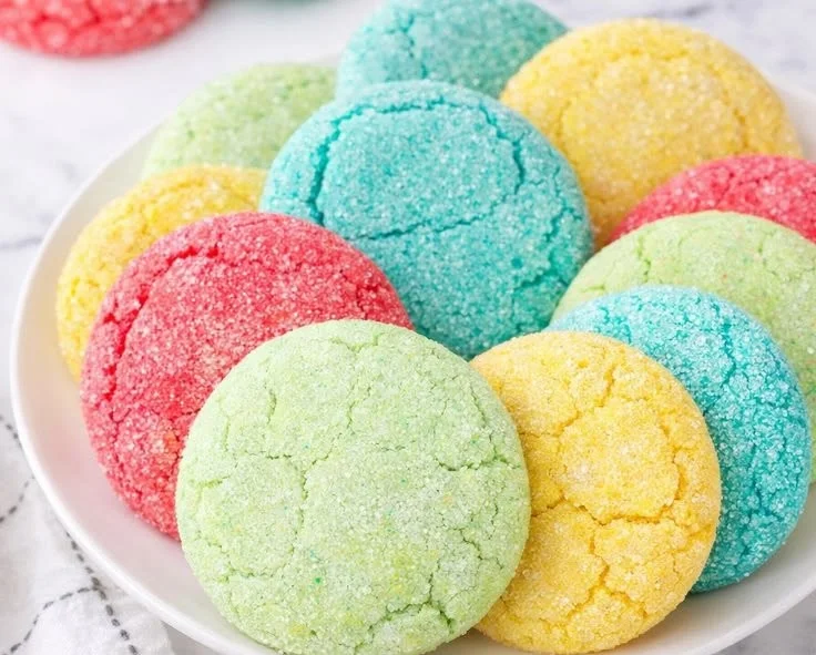 Colorful Jello cookies arranged on a plate for Easter celebrations