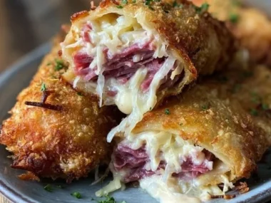 Keto-Friendly Reuben Roll-Ups on a plate, ideal for low-carb diets