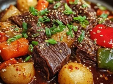 Korean Style Pot Roast served with vegetables and rich sauce