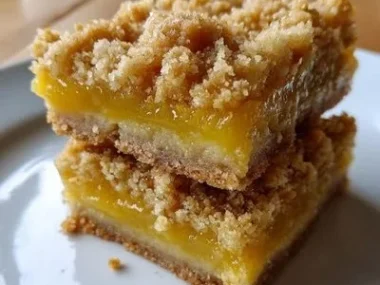 Delicious Lemon Oatmeal Crumble Bars with a golden crumble topping