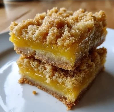 Delicious Lemon Oatmeal Crumble Bars with a golden crumble topping