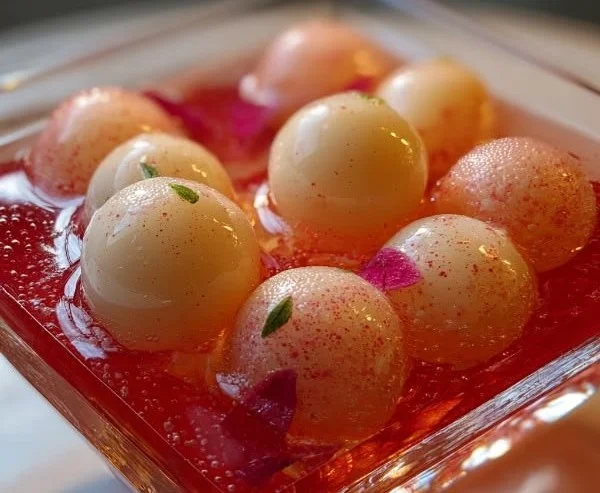 Delicious Lychee Martini Jello Shots in serving cups