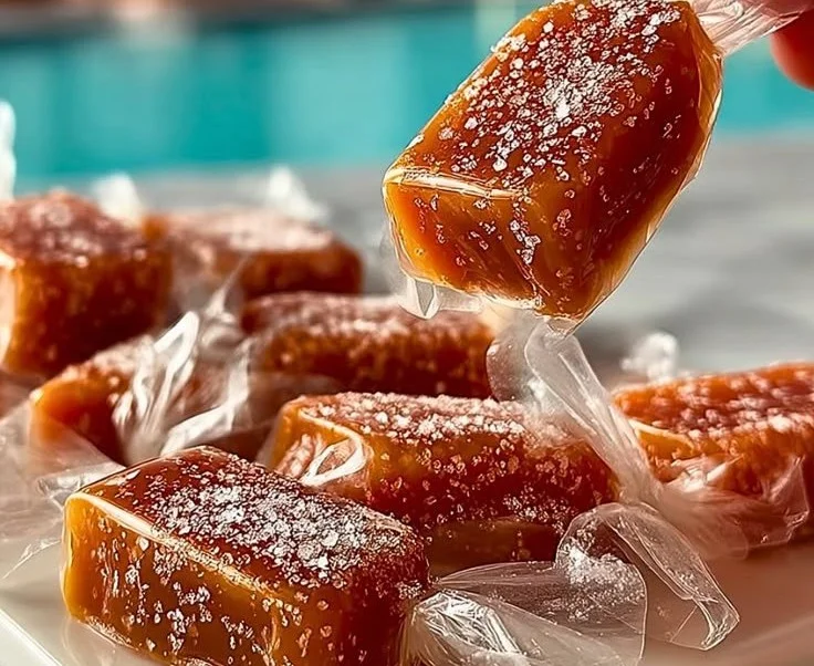 Homemade molasses pull taffy on a wooden table