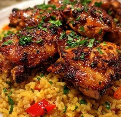 Delicious Nando's Portuguese chicken served with flavorful rice