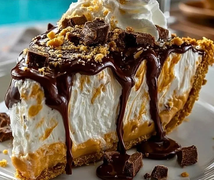 Old-Fashioned Amish Peanut Butter Dream Pie served on a dessert plate
