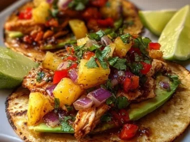Pineapple Chicken Tacos with fresh ingredients and vibrant colors