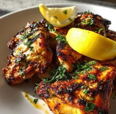 Delicious Portuguese grilled chicken with vibrant seasonings and herbs
