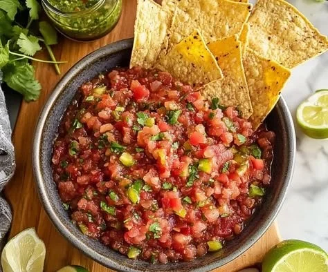 Homemade restaurant style salsa made with fresh ingredients
