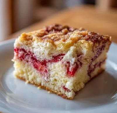 Strawberry Earthquake Cake Delight topped with fresh strawberries and whipped cream