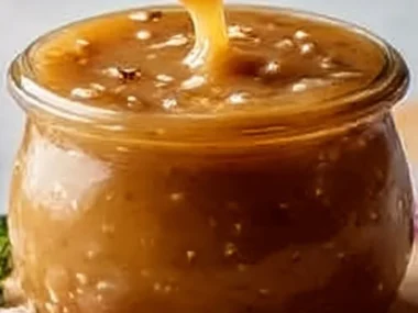 Homemade Subway-style sweet onion sauce in a glass jar