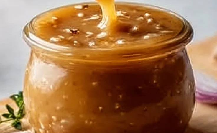 Homemade Subway-style sweet onion sauce in a glass jar