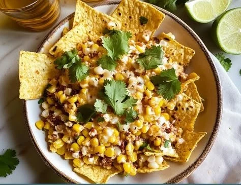 Delicious Ultimate Mexican Corn Dip ready to serve with tortilla chips.