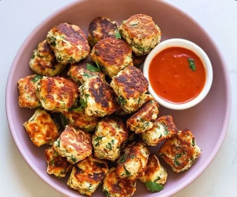 Delicious Veggie Ricotta Fritters served with a side of dipping sauce